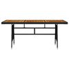 vidaXL Sodo stalas, juodas, 160x70x72cm, poliratanas ir akacija