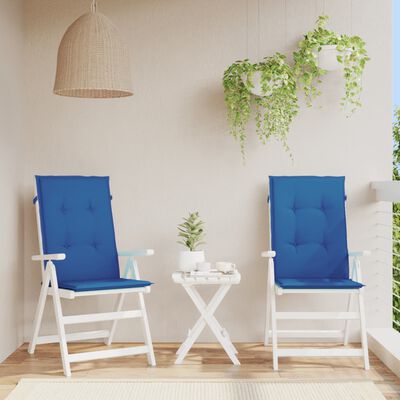 vidaXL Sodo kėdės pagalvėlės, 2vnt., mėlynos, 120x50x3cm, audinys