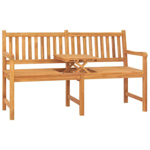 vidaXL Trivietis sodo suoliukas su staliuku, 150cm, tikmedžio masyvas