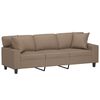 vidaXL Trivietė sofa su pagalvėmis, kapučino, 180cm, dirbtinė oda