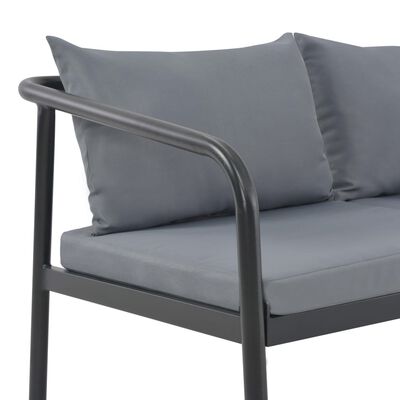 vidaXL Dvivietė sodo sofa su pagalvėlėmis, pilkos spalvos, aliuminis