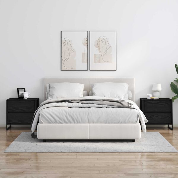 vidaXL Naktinis staliukas 2 pcs Juodas ąžuolas 50 x 39.5 x 50 cm