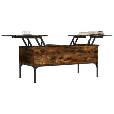 vidaXL Kavos staliukas, dūminio ąžuolo, 100x50x45cm, mediena/metalas