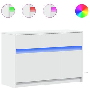 vidaXL Televizoriaus spintelė su LED, balta, 91x34x61cm, mediena