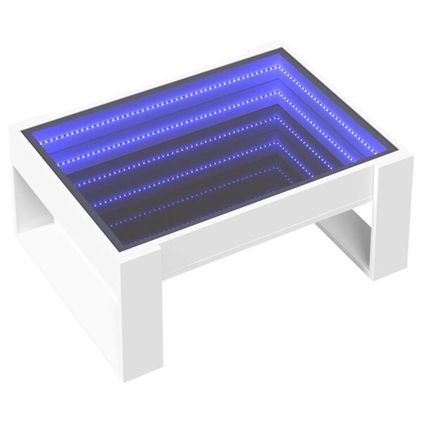 vidaXL Kavos staliukas su Infinity LED lemputėmis, baltas, 70x53x30cm