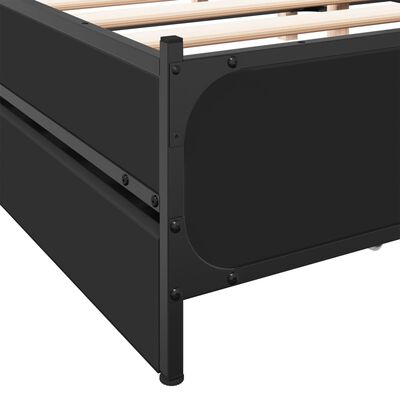 vidaXL Lovos rėmas su stalčiais, juodas, 120x200cm, apdirbta mediena