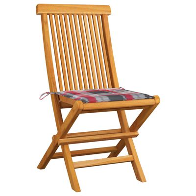 vidaXL Sodo kėdės su languotomis pagalvėmis, 4vnt., tikmedžio masyvas