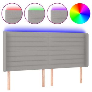 vidaXL Galvūgalis su LED, &scaron;viesiai pilkas, 163x16x118/128cm, audinys
