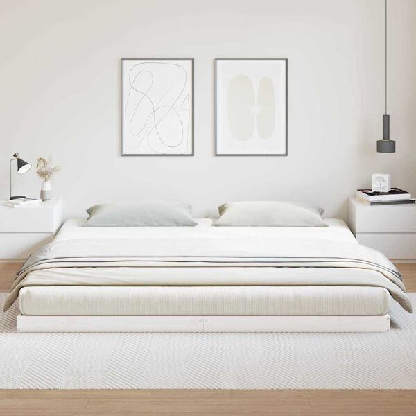 vidaXL Grindų lovos rėmas Balta 213.5 x 104 x 9 cm