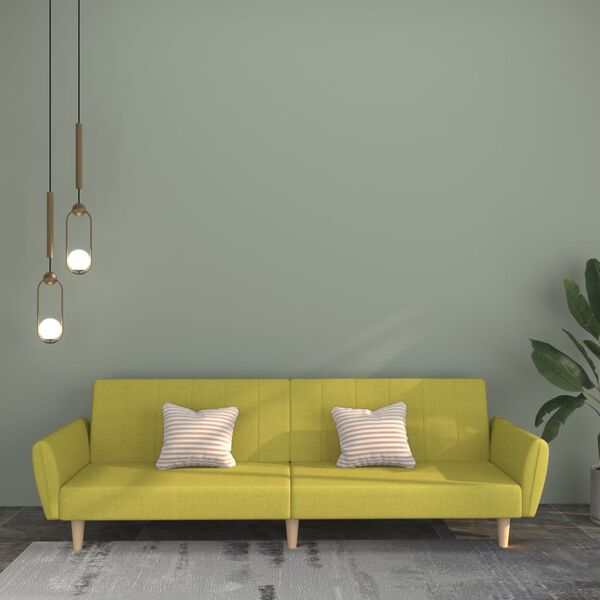 vidaXL Dvivietė sofa-lova, žalios spalvos, audinys