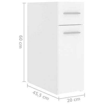 vidaXL Vaistų spintelė, baltos spalvos, 20x45,5x60cm, MDP