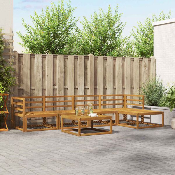 vidaXL Lauko sofos komplektas 6 pcs Natūrali Kietos akacijos mediena