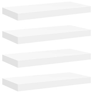 vidaXL Pakabinamos sieninės lentynos, 4vnt., baltos, 50x23,5x3,8cm, MDF