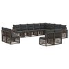 vidaXL Sodo Sofų Rinkinys 12 vnt. Pilka ir tamsiai pilka poliratanas