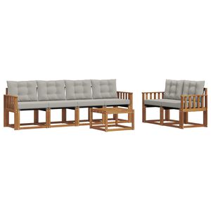 vidaXL Lauko sofos komplektas 7 pcs Natūrali ir &scaron;viesiai pilka
