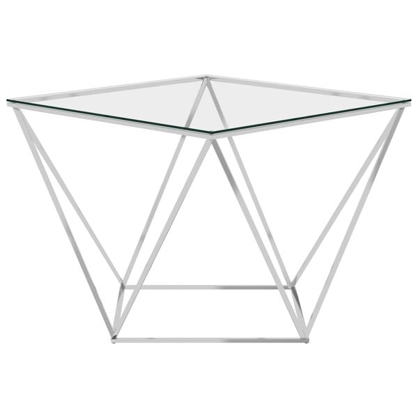 vidaXL Kavos staliukas, sidabrinis, 80x80x45cm, nerūdijantis plienas