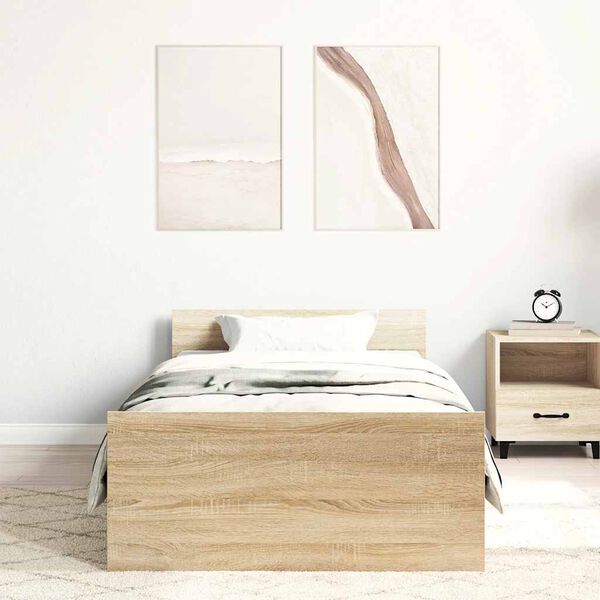 vidaXL Lovos rėmas be čiužinio, sonoma, 90x190cm, apdirbta mediena