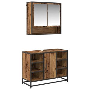 vidaXL Vonios baldų rinkinys 2 vnt. Senovinis medis 80 x 33 x 60 cm