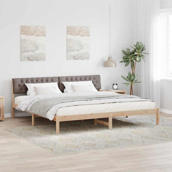 vidaXL Lovos rėmas Ruda ir taupe 200 x 200 cm Pu&scaron;ies masyvas