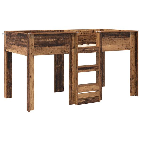 vidaXL Vaikų dvigulė lova Senas medis 100 x 200 cm Apdirbta mediena