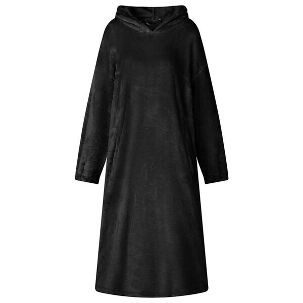 vidaXL Antklodė-džemperis su gobtuvu Juoda s Flanelė