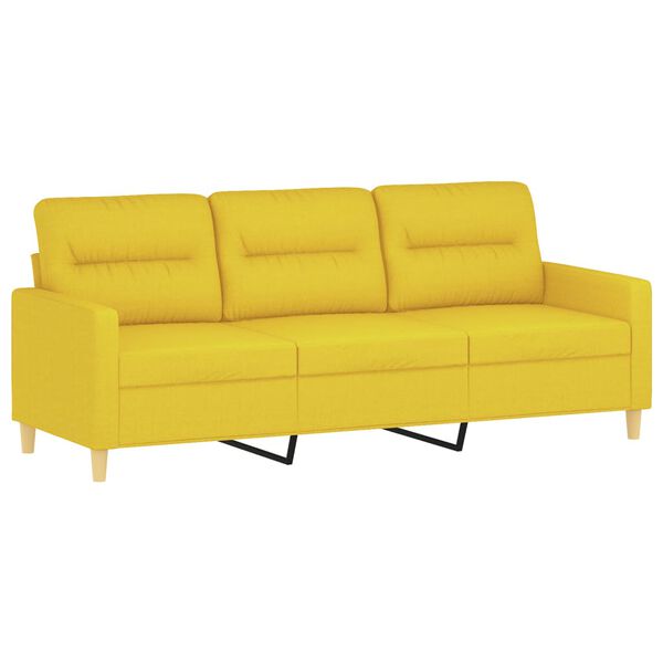 vidaXL Trivietė sofa su pagalvėlėmis, &scaron;viesiai geltona, 180cm, audinys