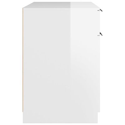 vidaXL Rašomasis stalas, baltos spalvos, 100x50x75cm, mediena, blizgus