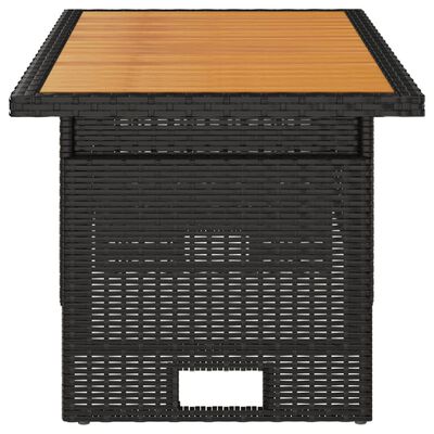 vidaXL Sodo stalas, juodas, 100x50x43/63cm, akacija ir poliratanas
