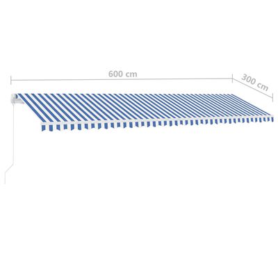 vidaXL Pastatoma ištraukiama markizė, mėlyna/balta, 600x300cm