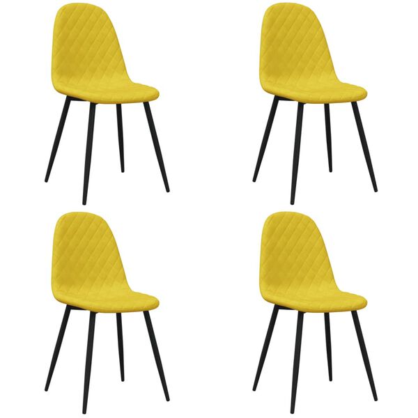 vidaXL Valgomojo kėdės, 4vnt., garstyčių geltonos spalvos, aksomas
