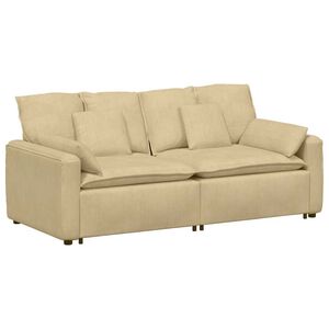 vidaXL Modulinė sofa su pagalvėlėmis, pilkai žalia