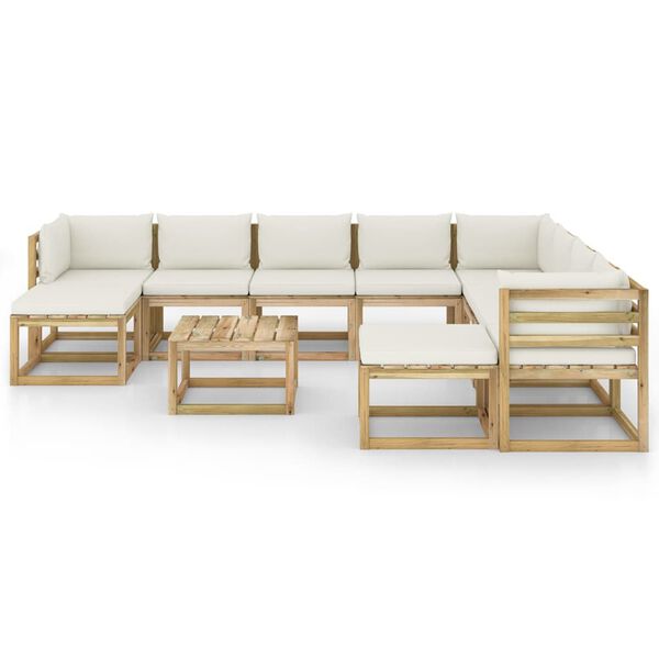 vidaXL Sodo komplektas su pagalvėlėmis, 11 dalių, impregnuota pu&scaron;is