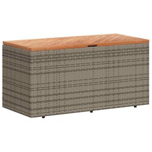 vidaXL Sodo daiktadėžė, pilka, 110x50x54cm, poliratanas ir akacija