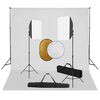 vidaXL Fotostudijos komplektas su &scaron;viesdėžėmis, fonu ir reflektoriumi