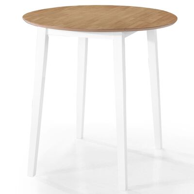 vidaXL Baro stalo ir kėdžių kompl., 3d., med. mas., nat. ir balt. sp.