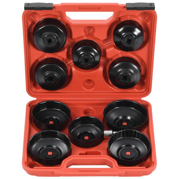 vidaXL Puodelio tipo alyvos filtro nuėmimo įrankių rinkinys, 11 dalių