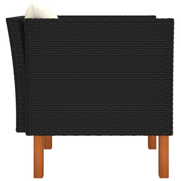 vidaXL Sodo sofa, poliratanas ir eukalipto medienos masyvas