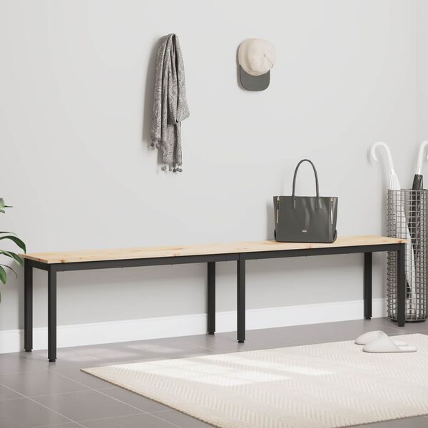 vidaXL suoliukas Natūrali 200 x 35 x 45 cm Kietos pu&scaron;ies mediena