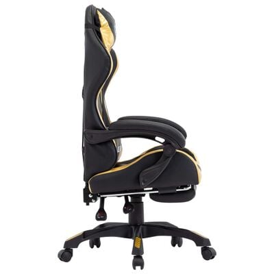 vidaXL Žaidimų kėdė su pakoja, auksinė ir juoda, dirbtinė oda