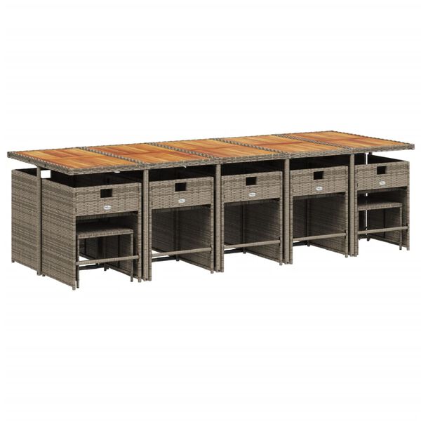 vidaXL Sodo komplektas su pagalvėlėmis, 15 dalių, pilkas, poliratanas