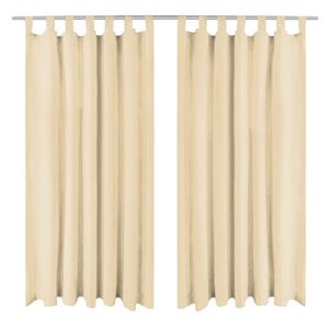 vidaXL Mikro satino užuolaidos su kilpomis, 2vnt., 140x225cm, kreminės