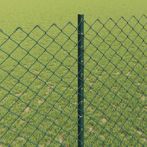 vidaXL Tvora su stulpais Žalia 1,4 x 10 m Plienas ir PVC