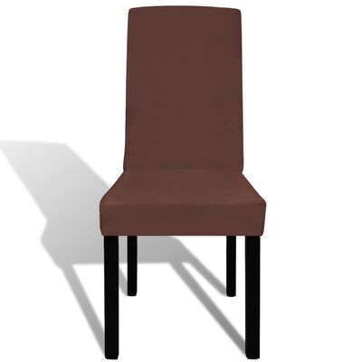 vidaXL Tiesūs įtempiami kėdžių užvalkalai, 4vnt., rudos spalvos