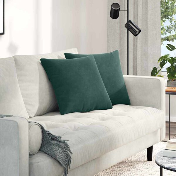 vidaXL Sofa Pagalvės 2 pcs Tamsiai žalia 45 x 45 cm Kordūrinis audinys