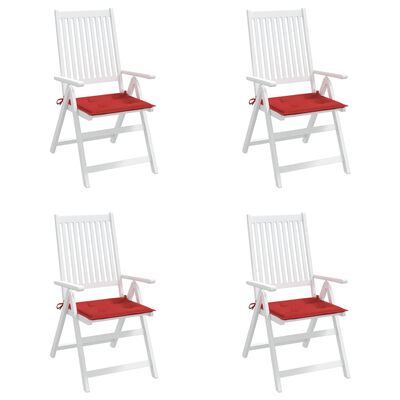 vidaXL Sodo kėdės pagalvėlės, 4vnt., raudonos, 50x50x3cm, audinys