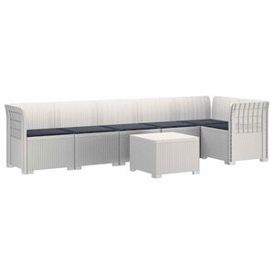 vidaXL 6-vietė Sodo Sofa Su Pagalvėlėmis Rataniniu I&scaron;vaizdu PP Balta