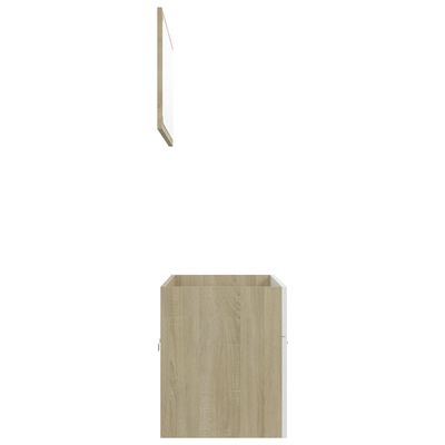 vidaXL Vonios kambario komplektas, 2 dalių, baltas ir ąžuolo, mediena