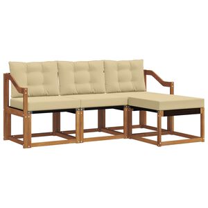 vidaXL Lauko sofos komplektas su pagalve 4 pcs Natūralus ir bežinis
