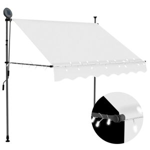 vidaXL Rankiniu būdu i&scaron;traukiama markizė su LED, kreminė, 150cm