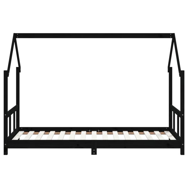 vidaXL Vaikiškos lovos rėmas, juodas, 90x190cm, pušies masyvas